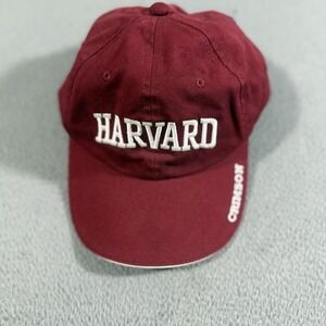Vintage Harvard University Crimson Strap Back Hat OC Brand Maroon Red Cotton